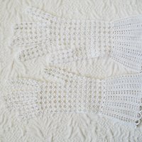 Vintage Gloves White Crochet Elegant Tea Party Vintage Retro Wedding Bridesmaid Communion Victoria Downton J Austen Cosplay WhenRosesBloom