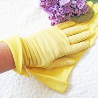 Vintage Gloves Sheer Yellow NOS  Retro Mid Century Wedding Tea Dance Downton Tea Party  Mid Century Cosplay  Free Ship  US When Roses Bloom