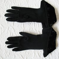 Vintage Black Gloves Sz 6+  Velvet Elegant Hollywood Glamour Dance Wedding Evening Cocktail Steampunk Cosplay Free Ship US  WhenRosesBloom