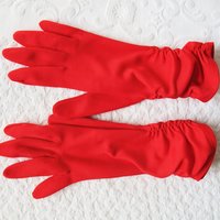 Vintage Gloves Red Size 6-Sz 7.5 gathered wrist accent Tea Party Dance  Mid Century Audrey Hepburn Style Free ship US WhenRosesBloom
