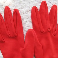 Vintage Gloves Red Size 6-Sz 7.5 gathered wrist accent Tea Party Dance  Mid Century Audrey Hepburn Style Free ship US WhenRosesBloom