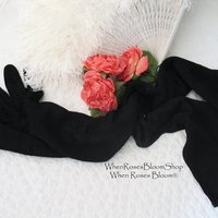 Gloves Black Sz 7 Formal Opera  Debutante Presentation Downton  Lady Mary Mid Century Retro Hollywood Glamour Free Ship US WhenRosesBloom