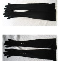 Gloves Black Sz 7 Formal Opera  Debutante Presentation Downton  Lady Mary Mid Century Retro Hollywood Glamour Free Ship US WhenRosesBloom