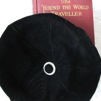 Vintage Hat Black Velvet Beret Eastern Airlines Stewardess Uniform Mid Century Pill Box 1960s Steampunk Cosplay Hat WhenRosesBloom