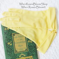 Vintage Gloves Sheer Yellow NOS  Retro Mid Century Wedding Tea Dance Downton Tea Party  Mid Century Cosplay  Free Ship  US When Roses Bloom