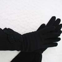 Vintage Black Gloves Gauntlet wrist beads  Elegant Hollywood Glamour Dance Evening Cocktail Steampunk Cosplay Free Ship US  WhenRosesBloom