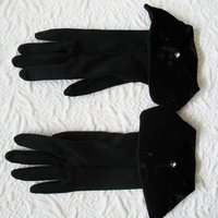 Vintage Black Gloves Sz 6+  Velvet Elegant Hollywood Glamour Dance Wedding Evening Cocktail Steampunk Cosplay Free Ship US  WhenRosesBloom