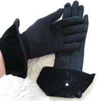 Vintage Black Gloves Sz 6+  Velvet Elegant Hollywood Glamour Dance Wedding Evening Cocktail Steampunk Cosplay Free Ship US  WhenRosesBloom