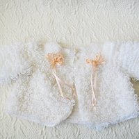 Vintage Baby Jacket Cardigan Matinee Jacket  Hand Crochet Baby Keepsake Heirloom Gift WhenRosesBloom