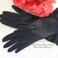 Vintage Gloves Black Retro Mid Century Tea Dance Wedding Downton Miss Fisher Steampunk Cosplay Gloves NOS Free Ship  US When Roses Bloom