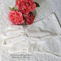 White Gloves Vegan Fabric Retro Vintage Tea Party Wedding  Elegant Cosplay  Mid Century Style washable gloves Free Ship US When Roses Bloom