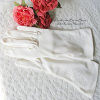 White Gloves Vegan Fabric Retro Vintage Tea Party Wedding  Elegant Cosplay  Mid Century Style washable gloves Free Ship US When Roses Bloom