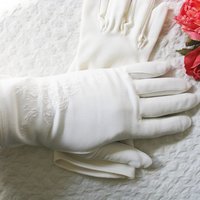 White Gloves Vegan Fabric Retro Vintage Tea Party Wedding  Elegant Cosplay  Mid Century Style washable gloves Free Ship US When Roses Bloom