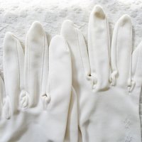 White Gloves Vegan Fabric Retro Vintage Tea Party Wedding  Elegant Cosplay  Mid Century Style washable gloves Free Ship US When Roses Bloom