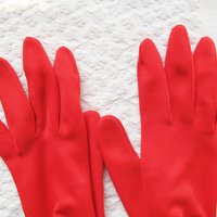 Vintage Gloves Red Size 6-Sz 7.5 gathered wrist accent Tea Party Dance  Mid Century Audrey Hepburn Style Free ship US WhenRosesBloom
