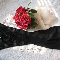 Vintage Gloves Black Long Opera Debutante Presentation Formal Gloves Mid Centuty Retro Hollywood Lady Mary Steampunk Cosplay WhenRosesBloom