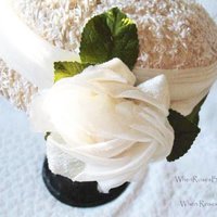 Vintage White Straw Hat with Rose Tailored Elegant Wedding Tea Mid Century Coplay Anna Daisy Mrs Patmore Downton Abbey Style  WhenRosesBloom