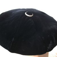 Vintage Hat Black Velvet Beret Eastern Airlines Stewardess Uniform Mid Century Pill Box 1960s Steampunk Cosplay Hat WhenRosesBloom