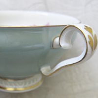 Vintage Tea Cup Turquoise Blue  Rose Footed Melrose German US Zone  Downton Elegant Shabby Chic Mid Century Tea Party Gift  WhenRosesBloom