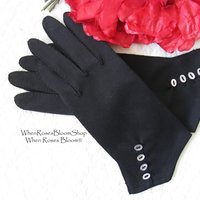 Vintage Gloves Black Size 7 Retro Mid Century Tea Dance Wedding Downton Miss Fisher Steampunk Cosplay Gloves Free Ship  US When Roses Bloom