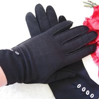 Vintage Gloves Black Size 7 Retro Mid Century Tea Dance Wedding Downton Miss Fisher Steampunk Cosplay Gloves Free Ship  US When Roses Bloom