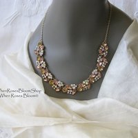 Rhinestone Necklace Vintage Wedding Aurora Borealis Statement Necklace Retro 50s 60s Hollywood Party Style Elegant  WhenRosesBloom