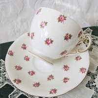 Vintage Tea Cup Ansley Pink Rosebud Hathaway English Bone china Tea Cup  Downton Shabby Chic Mid Century Tea Party Gift  WhenRosesBloom