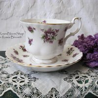 Royal Albert Sweet Violets Vintage Tea Cup English Bone China Retro Tea Time Gift Dainty Mid Century Style Shabby Chic WhenRosesBloom