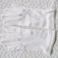 White Vintage Gloves Sz 8 8.5  Wedding Tea Dance Downton Miss Fisher Retro Mid Century Cosplay Free Ship  US When Roses Bloom