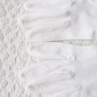White Vintage Gloves Sz 8 8.5  Wedding Tea Dance Downton Miss Fisher Retro Mid Century Cosplay Free Ship  US When Roses Bloom