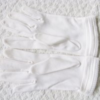 White Vintage Gloves Sz 8 8.5  Wedding Tea Dance Downton Miss Fisher Retro Mid Century Cosplay Free Ship  US When Roses Bloom