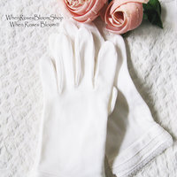 White Vintage Gloves Sz 8 8.5  Wedding Tea Dance Downton Miss Fisher Retro Mid Century Cosplay Free Ship  US When Roses Bloom