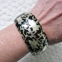 Silver Bangle Bracelet Black Enamel Classic Casual Jewelry Boho Gypsy Hipster Retro Vintage Jewelry  WhenRosesBloom