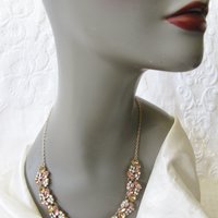 Rhinestone Necklace Vintage Wedding Aurora Borealis Statement Necklace Retro 50s 60s Hollywood Party Style Elegant  WhenRosesBloom