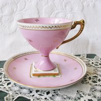 Vintage Footed Tea Cup Pink Floral  Made Japan Mid Century Retro Elegant Tea Gift Victoria Downtown Tea Cottage Shabby Chic WhenRosesBloom