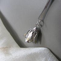 Vintage Silver Choker Pendant 70s Minimalist Style Modernist Floral Statement Necklace Boho Gypsy Retro Elegant Free Ship US WhenRosesBloom
