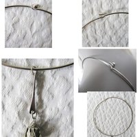 Vintage Silver Choker Pendant 70s Minimalist Style Modernist Floral Statement Necklace Boho Gypsy Retro Elegant Free Ship US WhenRosesBloom