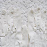 Vintage Stetson Long White Gloves gathered wrist Size 6 1/2 6.5 Tea Party Dance Mid Century Audrey Hepburn Style Free ship US WhenRosesBloom