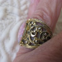 Vintage Costume Statement Ring Retro 60 Hollywood Party Style Elegant Wedding Jewelry Faux Opal Moonstone Aurora Borealis WhenRosesBloom