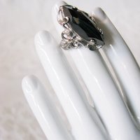 Vintage Statement Ring Black Silver Retro Classic Edwardian Elegant Costume Jewelry Black STER. Mourning Goth Cosplay Style WhenRosesBloom