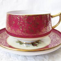 Vintage Tea Cup Pink Roses Made in Japan Saja Mid Century Retro Elegant Tea Gift Victoria Downtown Tea Cottage Shabby Chic WhenRosesBloom