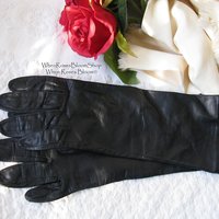 Vintage Gloves Sz 7.5  Black Leather Downton Steampunk Victorian Austen Miss Fisher Cosplay Style Shipping Incl. in USA WhenRosesBloom
