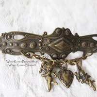 Vintage Victorian Angel Pin Brooch Costume Jewelry Gold Tone Vintage Victoria  Retro 1928 Style Lapel Dress Pin When Roses Bloom