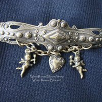 Vintage Victorian Angel Pin Brooch Costume Jewelry Gold Tone Vintage Victoria  Retro 1928 Style Lapel Dress Pin When Roses Bloom