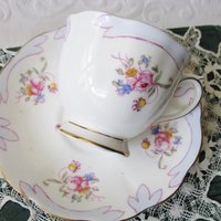 Royal Albert Vintage Tea Cup Pink Roses Blue 1917-1933  Rare  English Bone China Retro Tea Time Gift Dainty Shabby Chic Style WhenRosesBloom