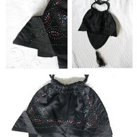 Vintage Black  Purse Victorian Edwardian Evening Bag Purse Reticule Drawstring Downton Abbey Titanic Steampunk Retro Cosplay WhenRosesBloom
