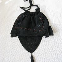 Vintage Black  Purse Victorian Edwardian Evening Bag Purse Reticule Drawstring Downton Abbey Titanic Steampunk Retro Cosplay WhenRosesBloom