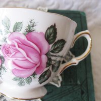 Vintage Tea Cup Pink Roses English Bone China Retro Tea Gift Mid Century Shabby Chic Farmhouse Jane Austen Downton Abbey WhenRosesBloom