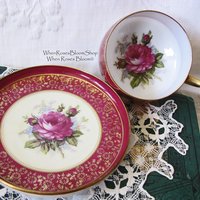 Vintage Tea Cup Pink Roses Made in Japan Saja Mid Century Retro Elegant Tea Gift Victoria Downtown Tea Cottage Shabby Chic WhenRosesBloom