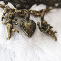 Vintage Victorian Angel Pin Brooch Costume Jewelry Gold Tone Vintage Victoria  Retro 1928 Style Lapel Dress Pin When Roses Bloom